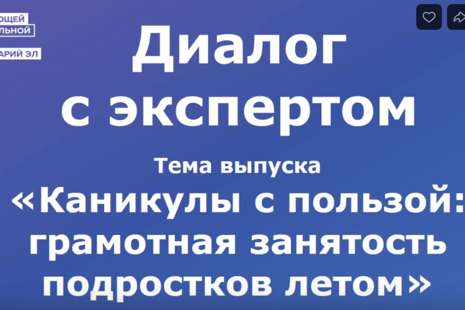 Диалог с экспертом: "Каникулы с пользой: грамотная занятость подростков летом"